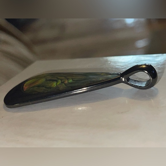 OYSTER BAR Retired LIA SOPHIA Slide Pendant for a necklace Hematite & Abalone 🥰 - Picture 8 of 13